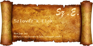 Szlovák Elek névjegykártya