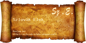 Szlovák Elek névjegykártya